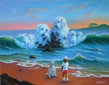 Pop Fantasie Werke - Hunde im Meer Fantastischen